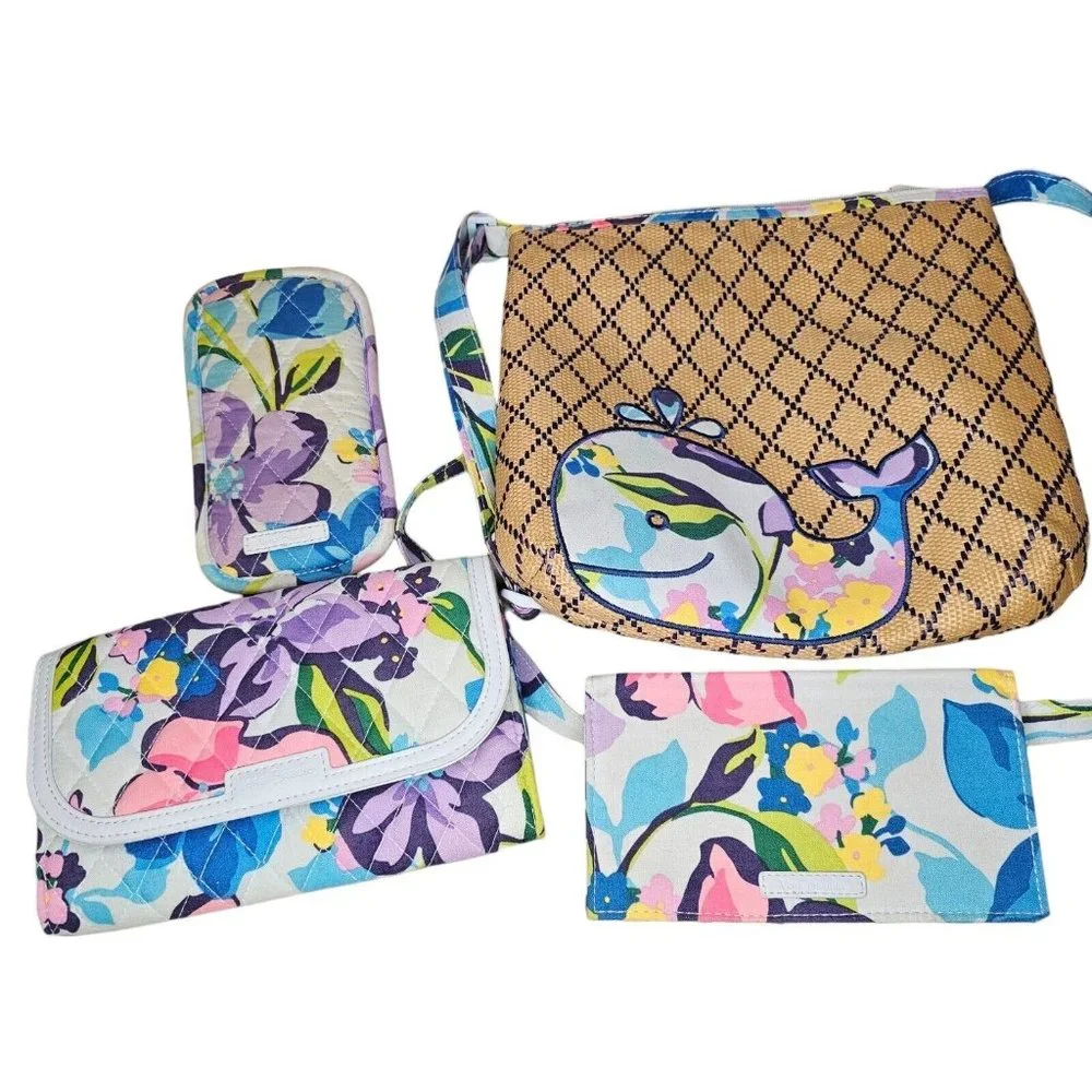 Floral Tan Tote Bag Set